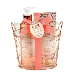 Set de Baño Cesta Metal Rosa